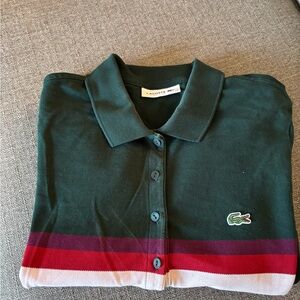 Lacoste Women's Green Dress with Red Stripes